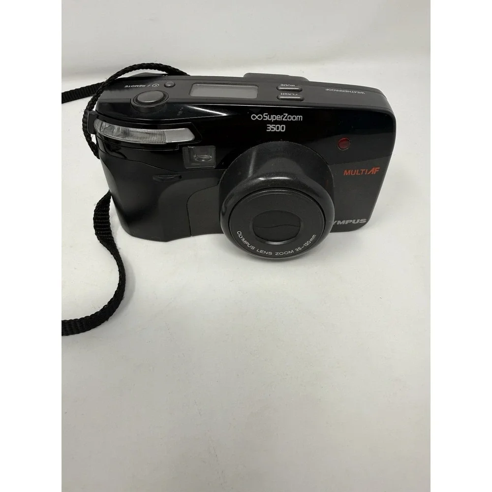 Set Of 2 Film Cameras UNTESTED Olympus MultiAF Super zoom 3500 Kodak Instamatic